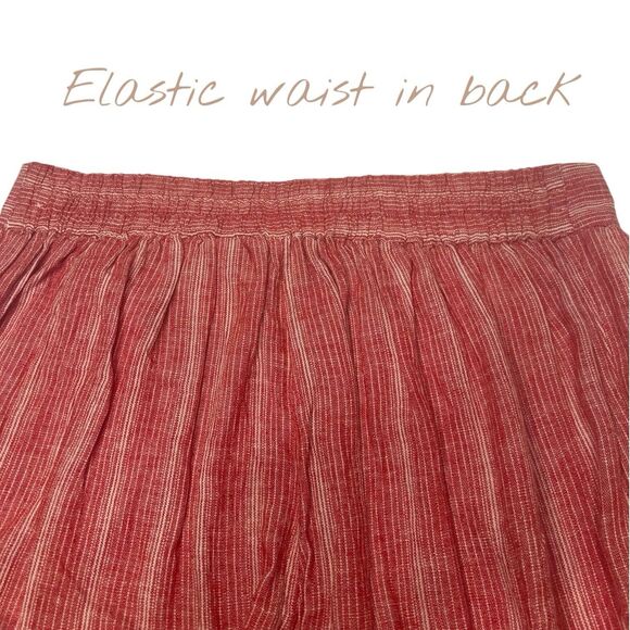 NWT Isaac Mizrahi Linen Wide Leg Pants Red Stripe Pull-On M Tall Summer - Picture 6 of 11